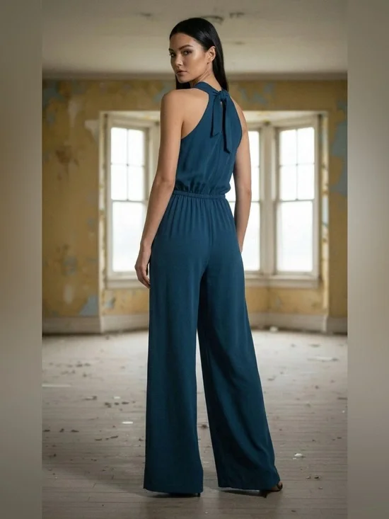 Maggy London Sophisticated & Flattering Cross-Neck Wide-Leg Jumpsuit - Picture 2 of 3
